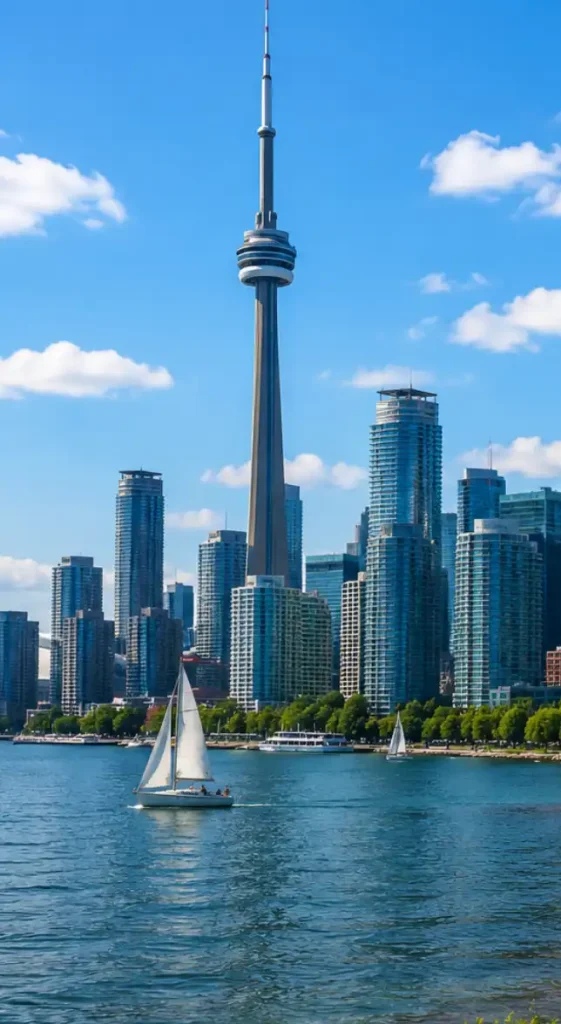 Toronto waterfront skyline with the CN Tower
