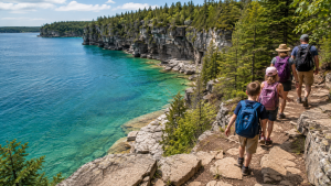 Turquoise water and forest trails at Bruce Peninsula National Park in Ontario